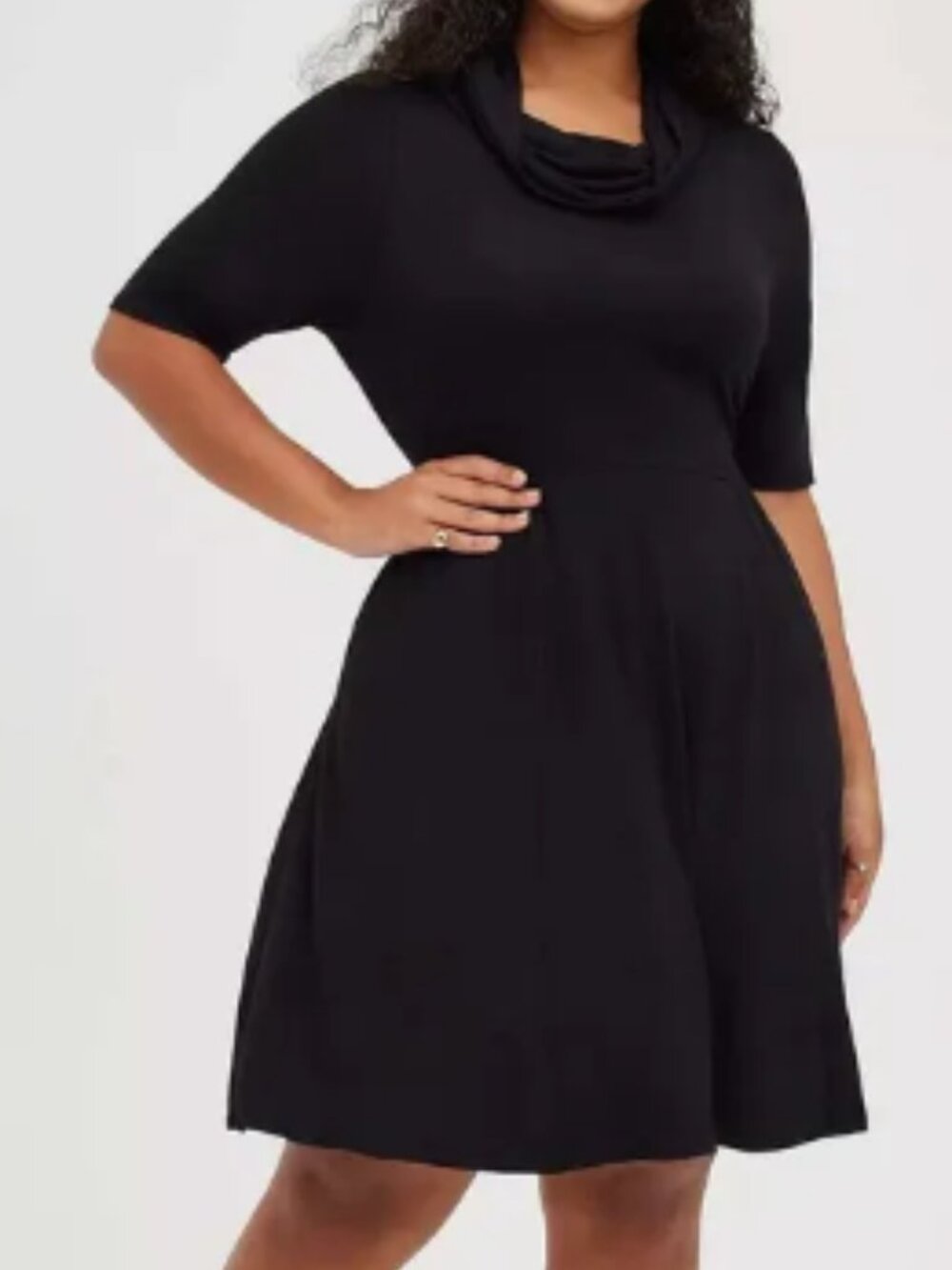 Torrid Super Soft Black Cowl Neck Skater Dress Short Sleeve Size 3
